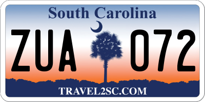 SC license plate ZUA072