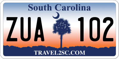 SC license plate ZUA102