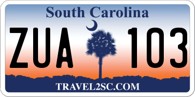 SC license plate ZUA103