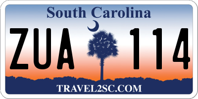 SC license plate ZUA114