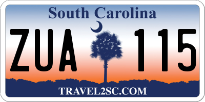 SC license plate ZUA115