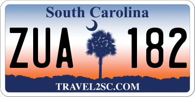 SC license plate ZUA182