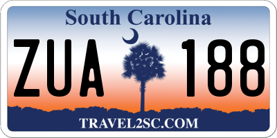 SC license plate ZUA188
