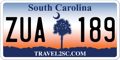SC license plate ZUA189