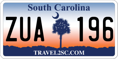 SC license plate ZUA196