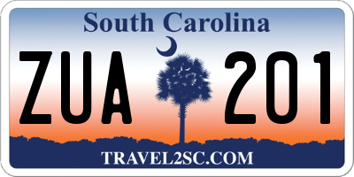 SC license plate ZUA201