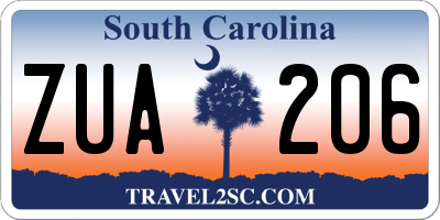 SC license plate ZUA206