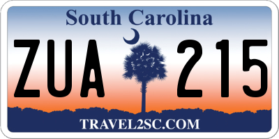 SC license plate ZUA215
