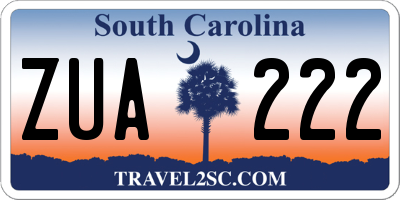 SC license plate ZUA222