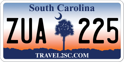 SC license plate ZUA225