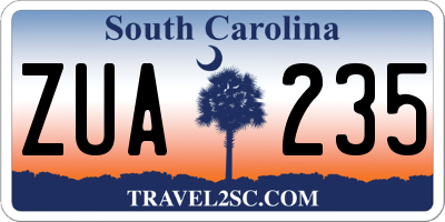 SC license plate ZUA235