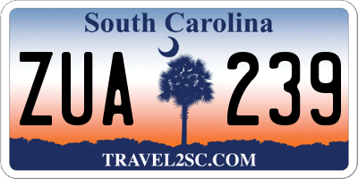 SC license plate ZUA239