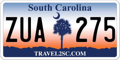 SC license plate ZUA275