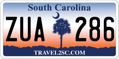 SC license plate ZUA286