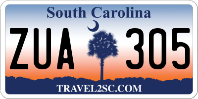 SC license plate ZUA305