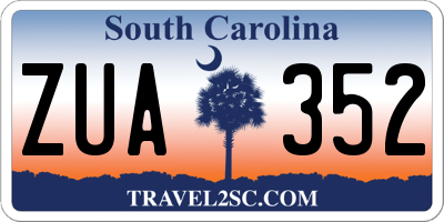 SC license plate ZUA352