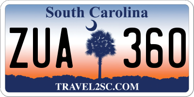 SC license plate ZUA360