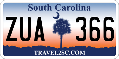 SC license plate ZUA366