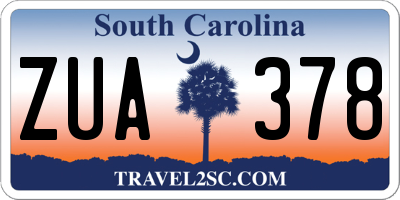 SC license plate ZUA378