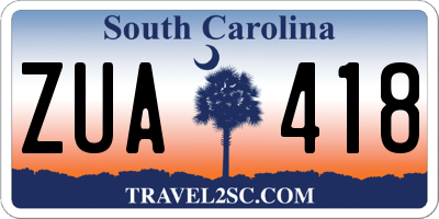 SC license plate ZUA418