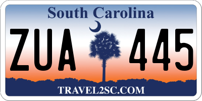 SC license plate ZUA445