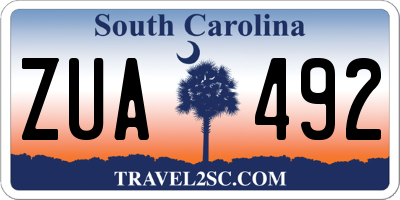 SC license plate ZUA492