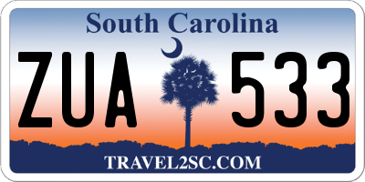 SC license plate ZUA533