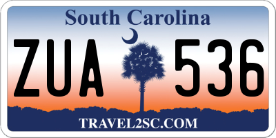 SC license plate ZUA536