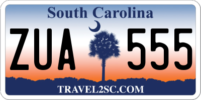 SC license plate ZUA555