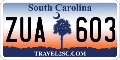 SC license plate ZUA603
