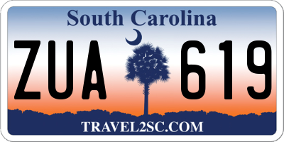 SC license plate ZUA619