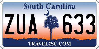 SC license plate ZUA633