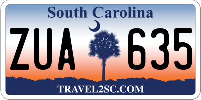 SC license plate ZUA635