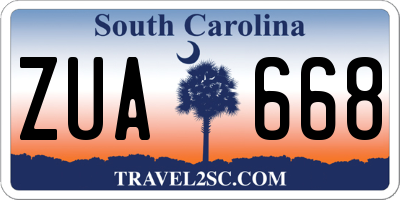 SC license plate ZUA668