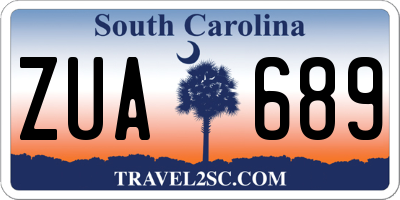 SC license plate ZUA689