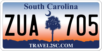 SC license plate ZUA705