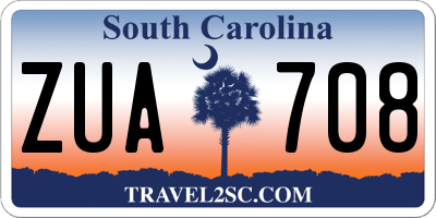 SC license plate ZUA708