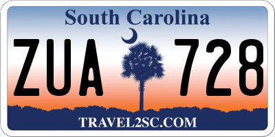SC license plate ZUA728