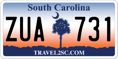 SC license plate ZUA731