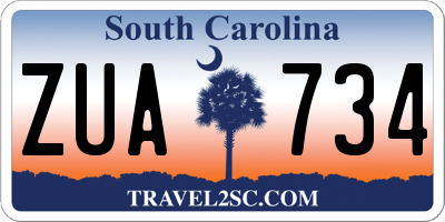 SC license plate ZUA734
