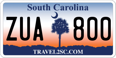 SC license plate ZUA800