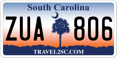 SC license plate ZUA806