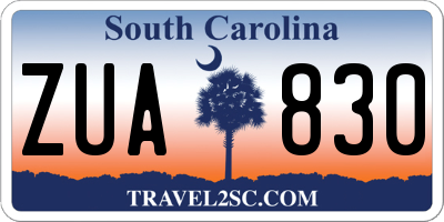 SC license plate ZUA830