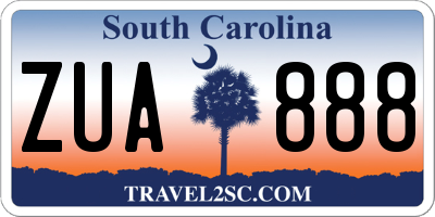 SC license plate ZUA888