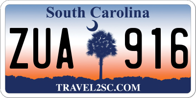 SC license plate ZUA916