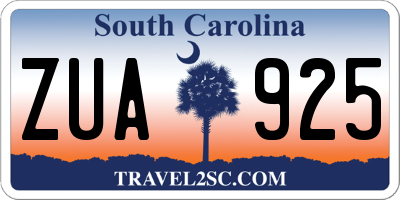 SC license plate ZUA925