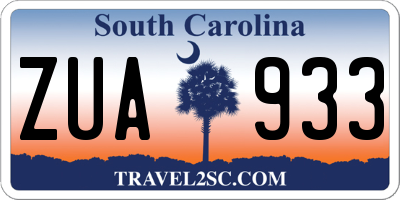 SC license plate ZUA933