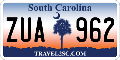 SC license plate ZUA962