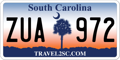 SC license plate ZUA972