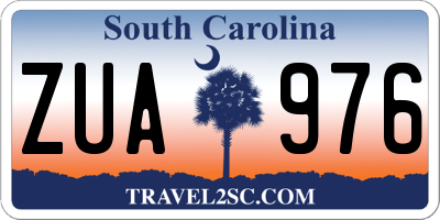 SC license plate ZUA976